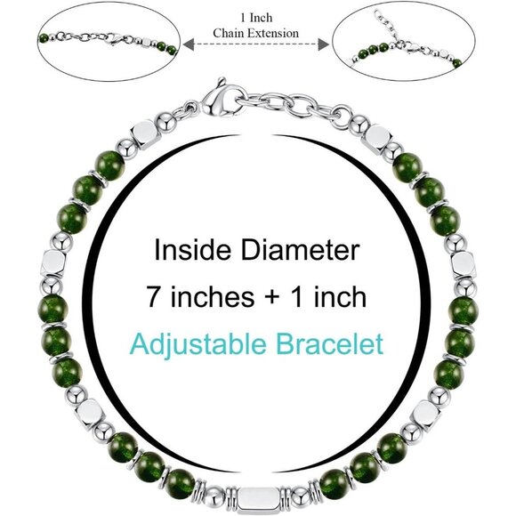 Dark Green Boho Beaded Bracelets for Women Trendy Jewelry Gifts for Lover,Friend - Picture 3 of 6